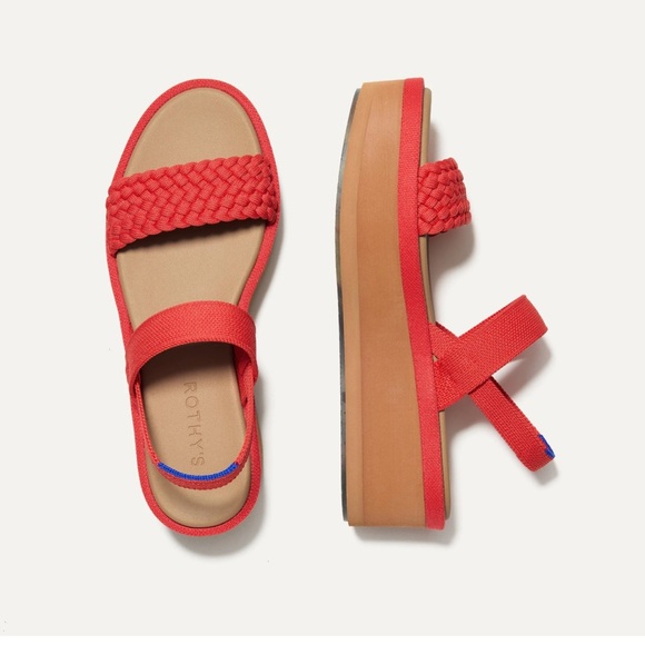 Rothy's The Lightweight Wedge Sandals Red Hot Woven size 10.5 - Picture 3 of 8
